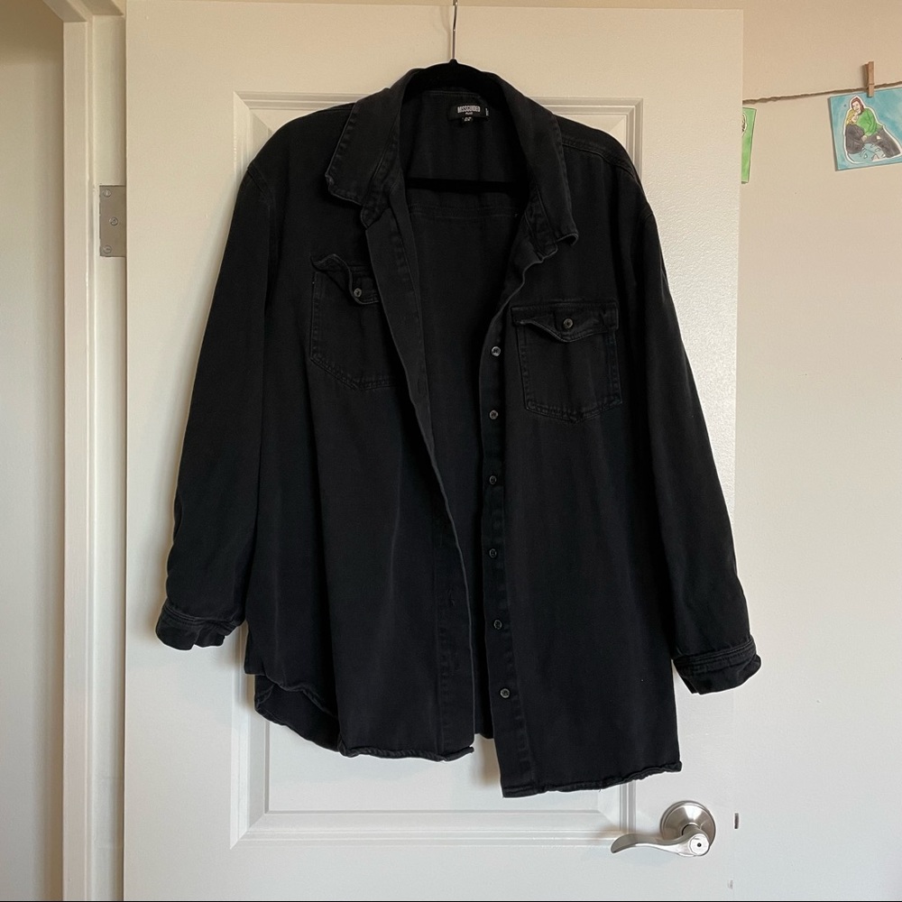 Missguided Black Oversized Denim Shirt